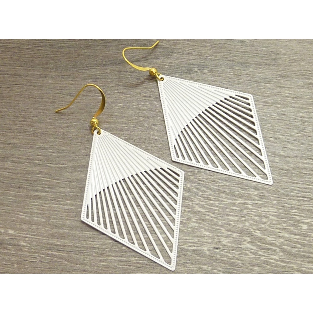 White Filigree Fan Earrings